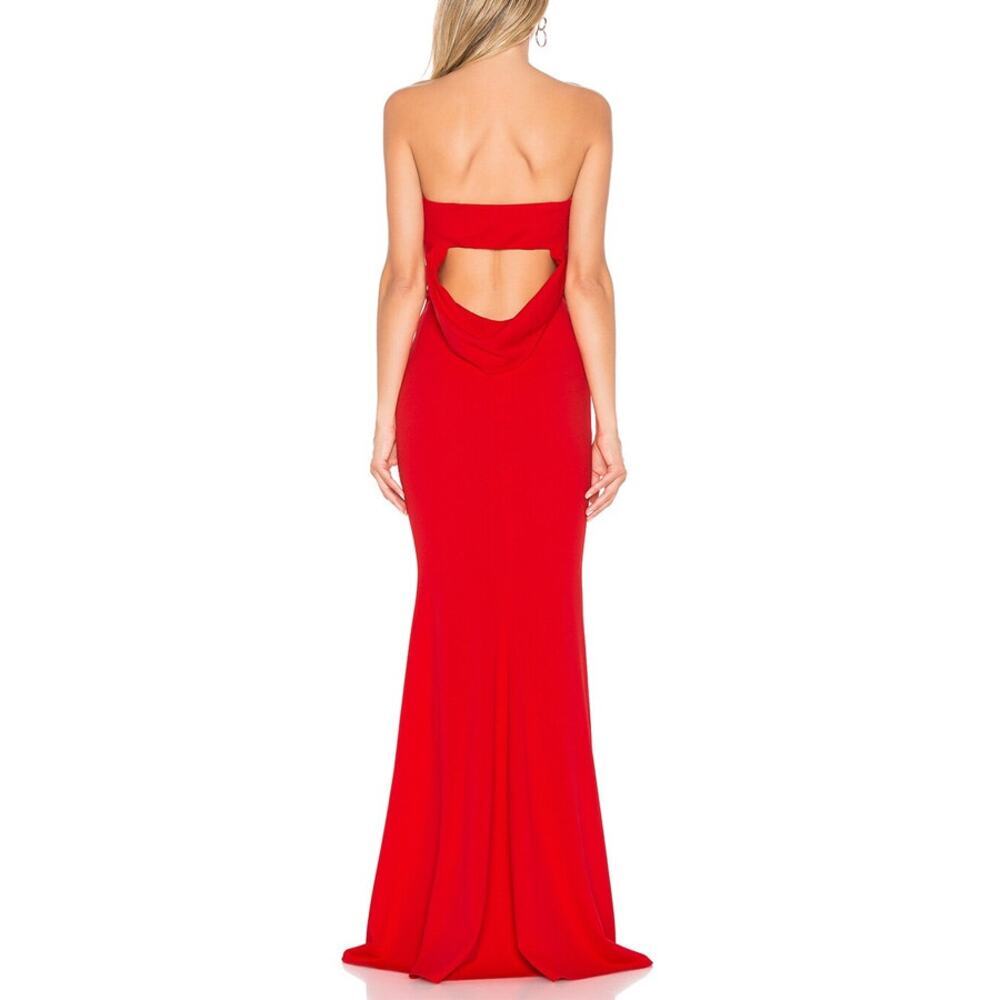 Katie May Mary Kate Red Strapless Cowl Back Gown Size 10 - Picture 2 of 7